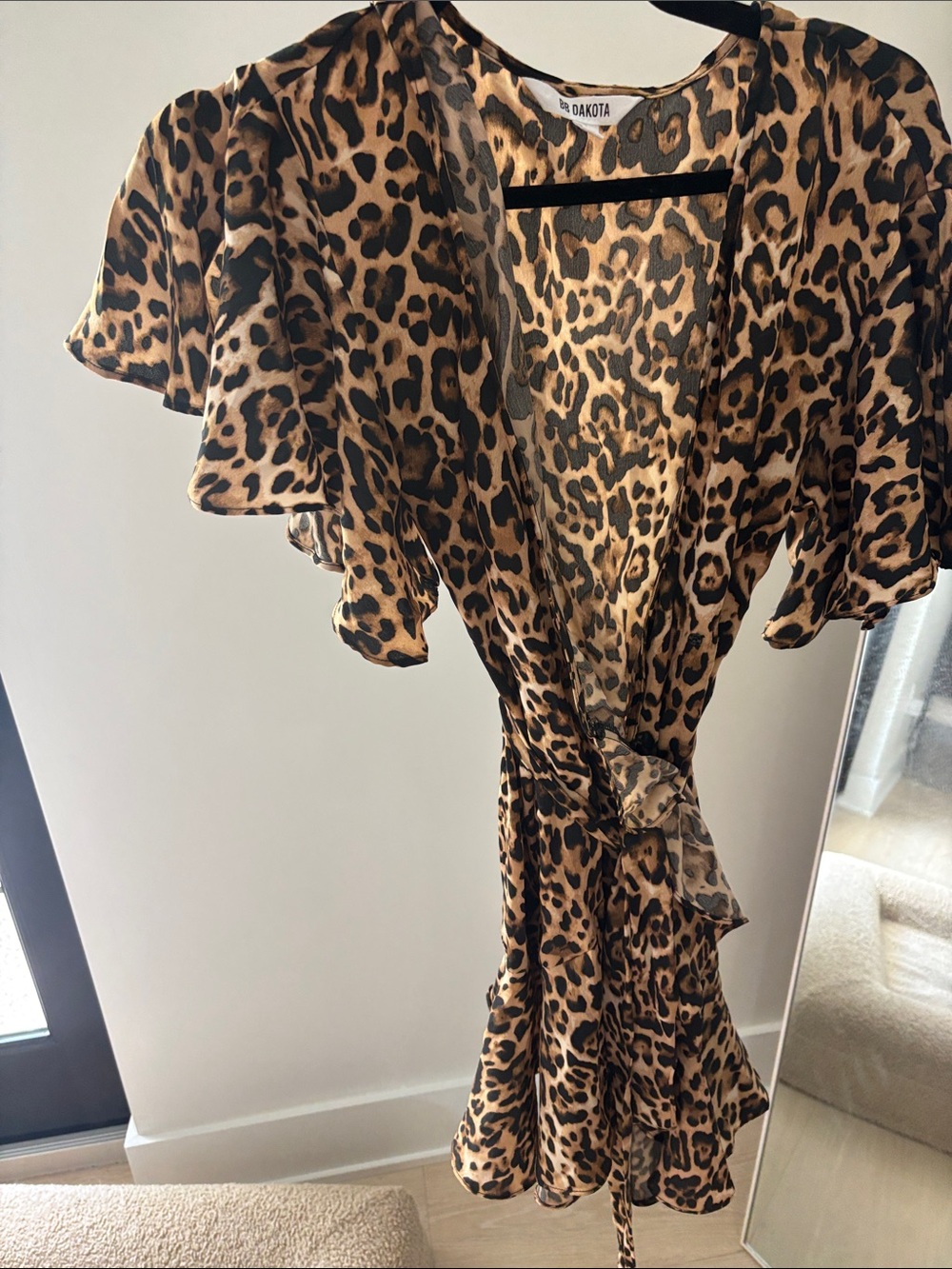 BB Dakota Leopard Print Wrap Dress - Tan & Black